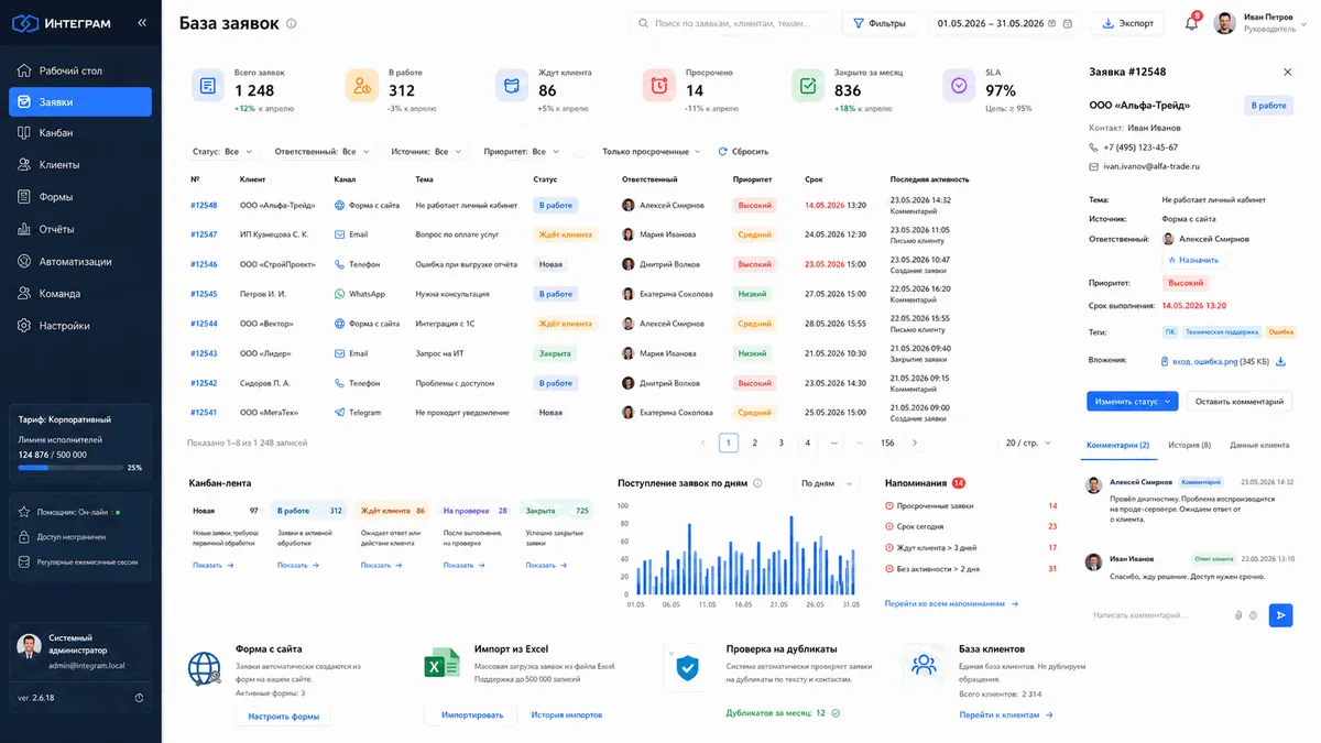 Формы и карточки заявок вместо строк в Excel